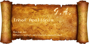Inhof Apollónia névjegykártya
